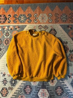 Anthropologie Mustard Sherpa Crewneck Pullover